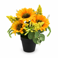 Ghiveci Aranjament Artificial Floarea Soarelui H 20 cm - 01
